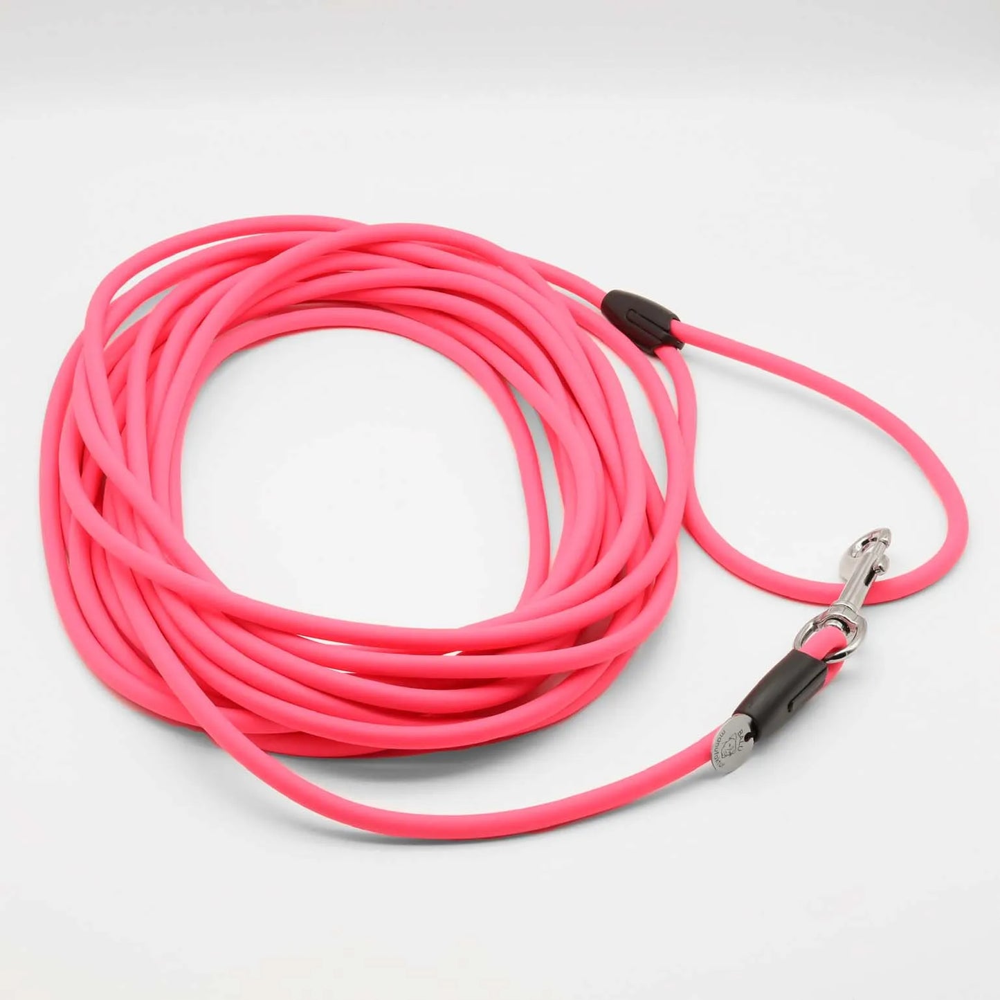 Schleppleine aus rundem Biothane in pink mit Handschlaufe